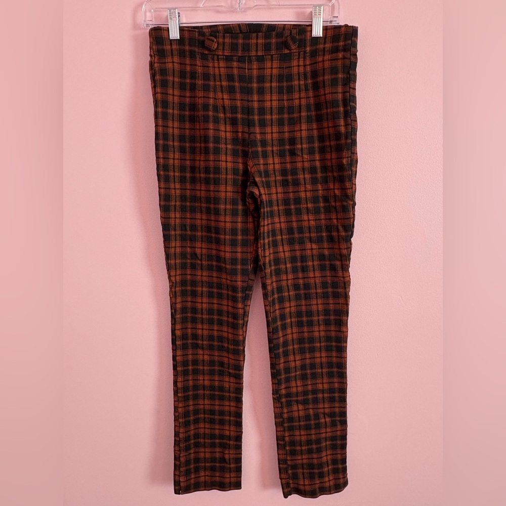 NWOT Orange and Black Plaid Leggings